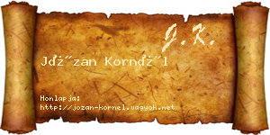 Józan Kornél névjegykártya